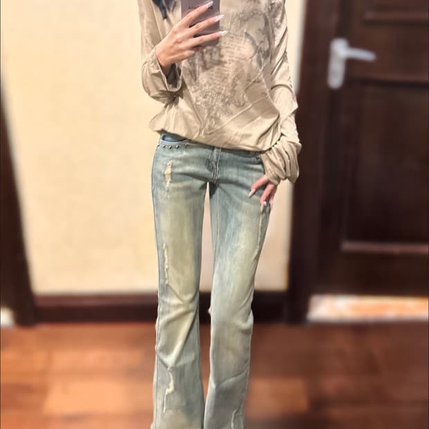 y2k 연청 워싱 부츠컷 데님 팬츠 청바지 44 S