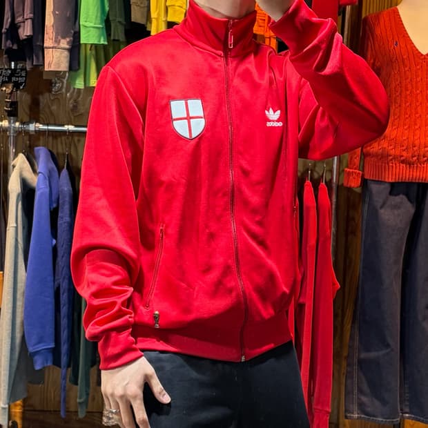 (새상품) XL 아디다스 파이어버드 잉글랜드 빅로고 레드 트랙탑