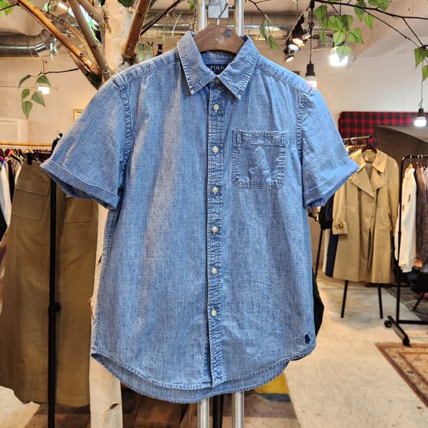 폴로 랄프로렌 데님 카라 카라 반팔 셔츠