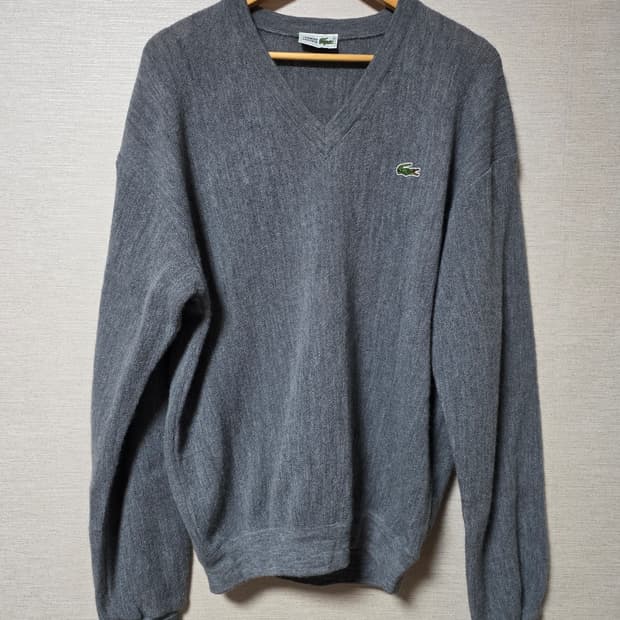 LACOSTE 90년대 라코스테 그레이 브이넥 니트
