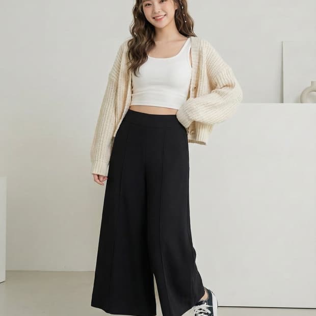 랑방컬렉션(LANVIN) 정품 핀턱 와이드 큐롯 팬츠