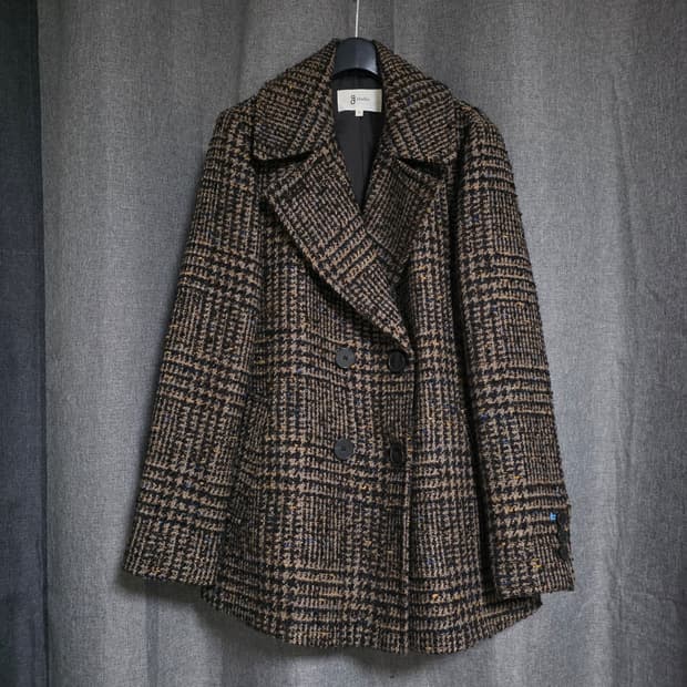 g스튜디오 체크 트위드 자켓