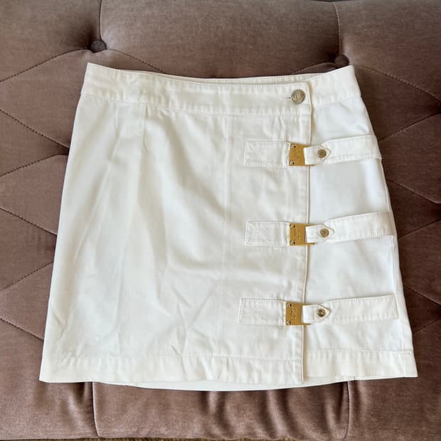 베르사체 여성 아이보리 랩스커트 미니스커트 