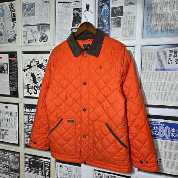 폴로 오렌지 카키 코듀로이 누빔 경량 자켓