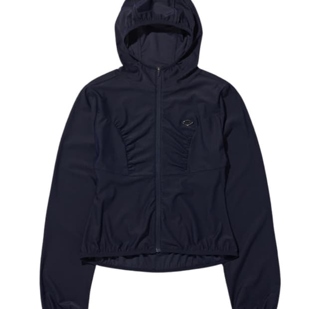 (W) 미스치프 후드 와플 집업 네이비