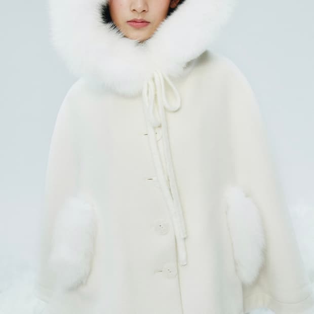 더티스 REAL FOX FUR SNOW CAPE COAT