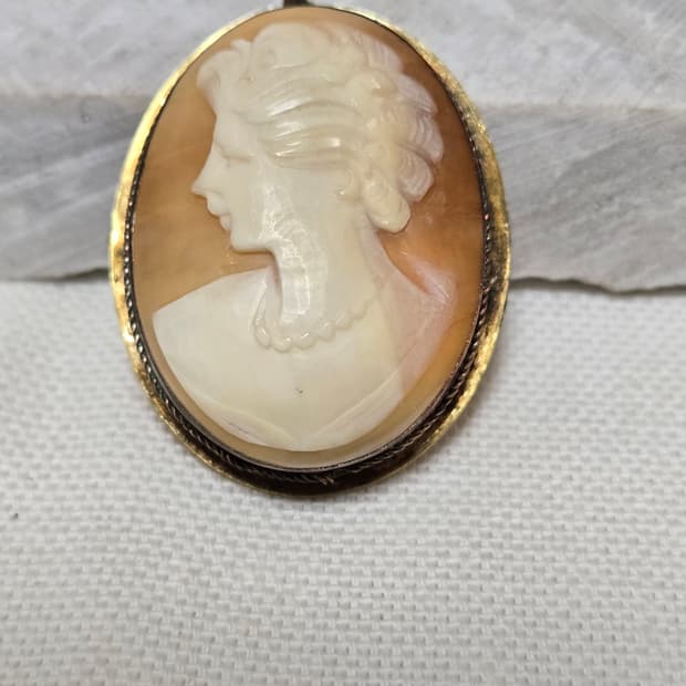 1920s 프랑스 아르데코 800실버 쉘 카메오 브로치 · 펜던트