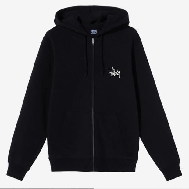 스투시 기모후드집업 블랙 S