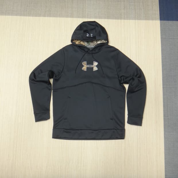 (M/95) 언더아머 남성 빅로고 기모안감 후드티 블랙