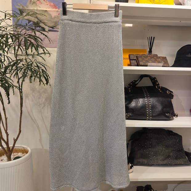 실버 글리터 니트 스커트