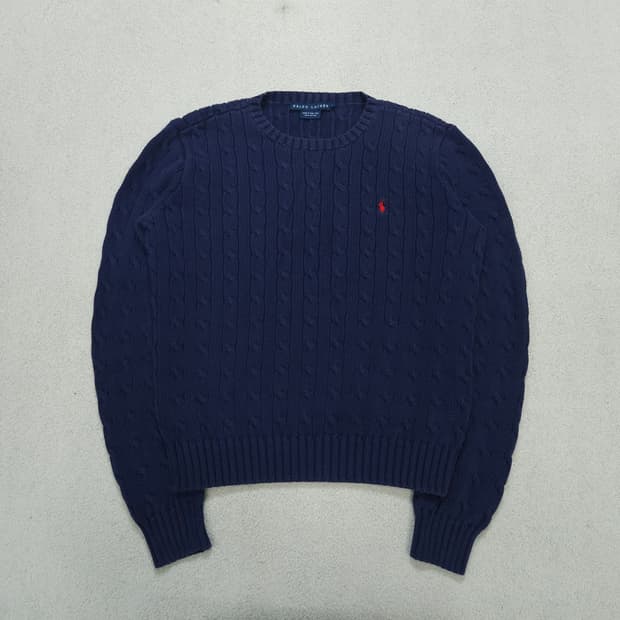 폴로 랄프 로렌 케이블 니트 L 네이비