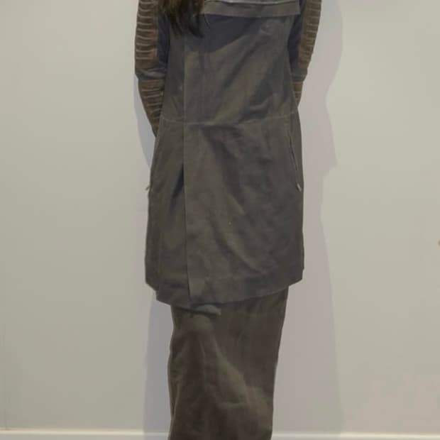 릭오웬스 2010aw 램스킨 하이넥 레더코트
