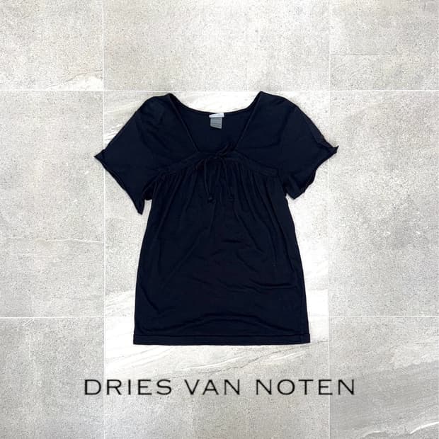 Dries Van Noten black shirring ribbon bl