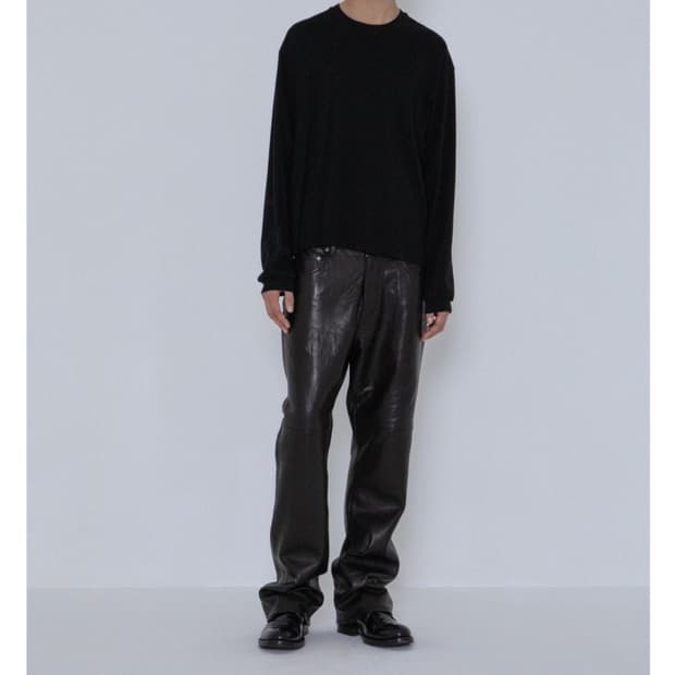 이니어 INNIR 253 코튼 립 크롭 롱슬리브 블랙