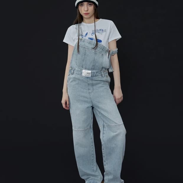 네스티팬시클럽 유쓰 데님 오버롤