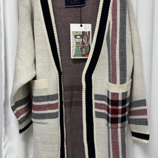 [새상품] 로맨틱크라운 체크 롱가디건