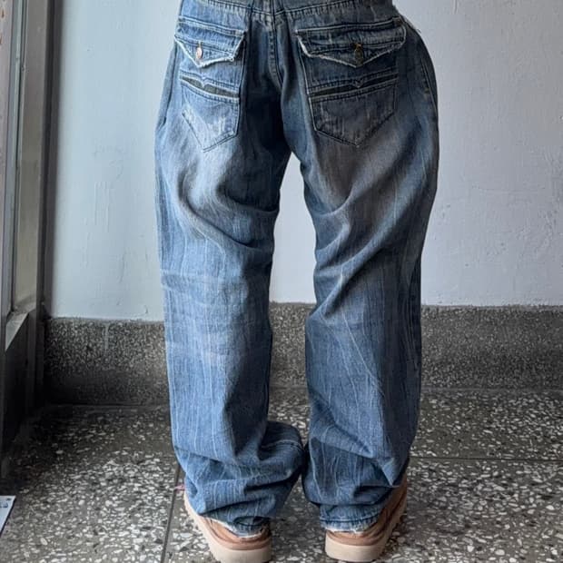 빈티지 백포켓 디테일 힙합팬츠