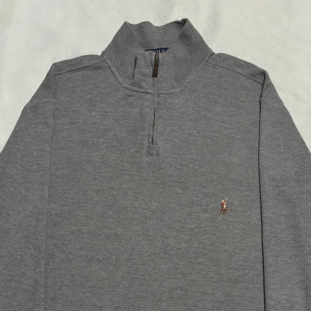 XL 폴로랄프로렌 멀티 포니 그레이 반집업 니트