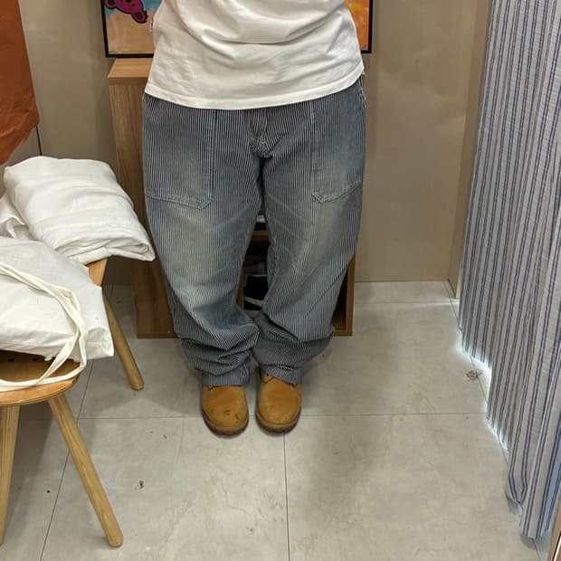 스트라이프 워싱 데님