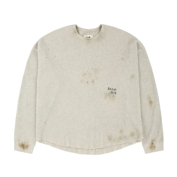 홈리스 HEAVY WAFFLE L/S DAMAGED - ECRU