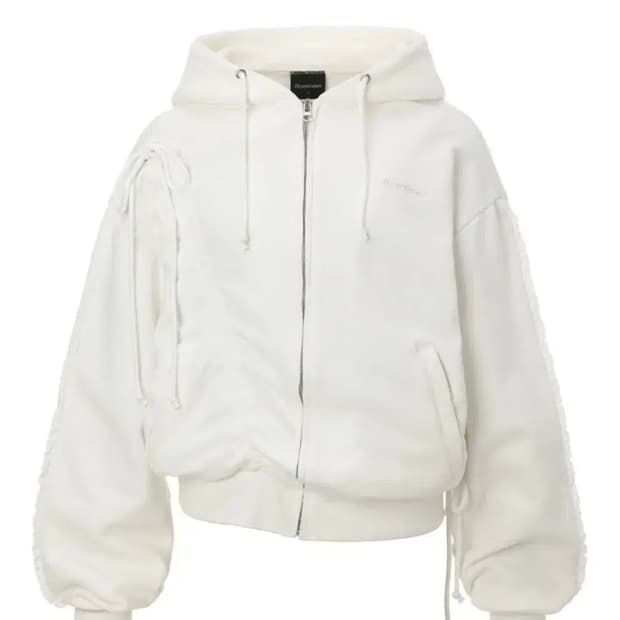 쓰리타임즈 Whisper zip up hoodie 화이트 M