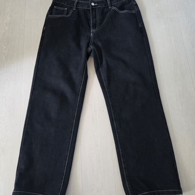 블랙 와이드 스티치 데님 34사이즈