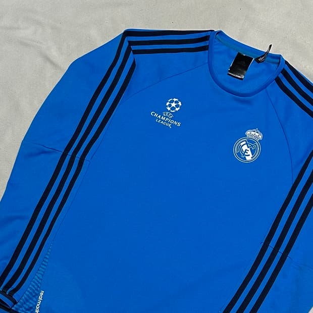 100 아디다스 레알 마드리드 챔피언스리그 블루 트레이닝 탑