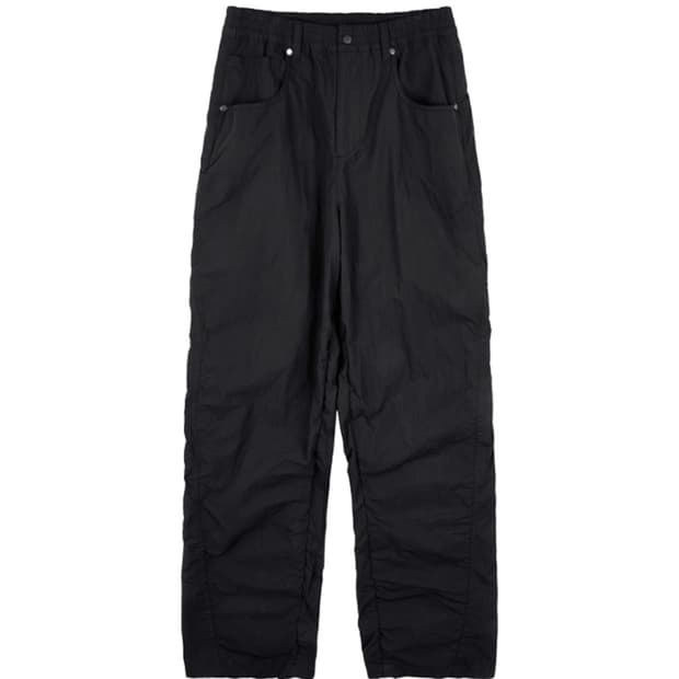 아이돈워너셀 Nylon Shirring Zipper Pants Black