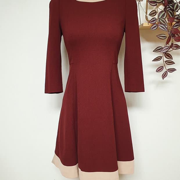 케네스레이디  배색원피스 55 미니 버건디