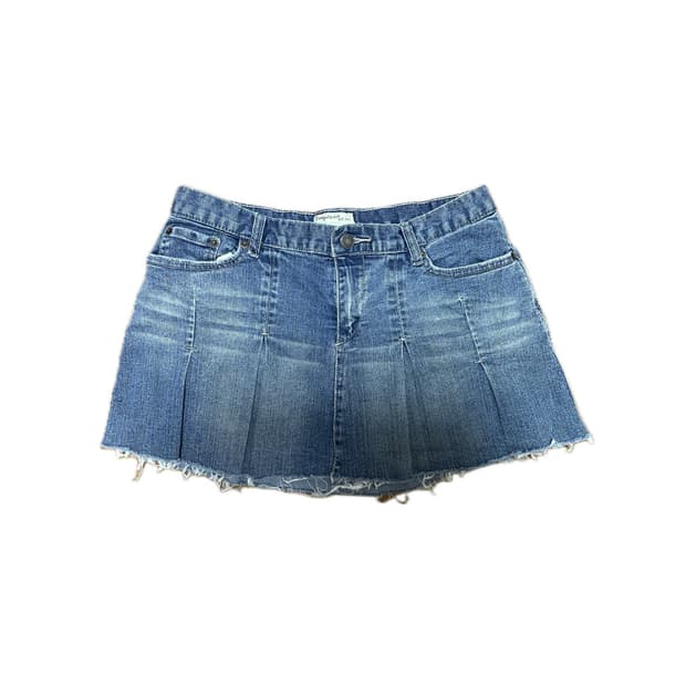 빈티지 플리츠 데님 스커트