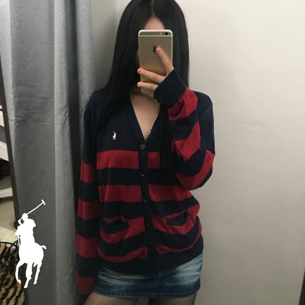 [정품]폴로 랄프로렌 네이비 스트라이프 가디건 S