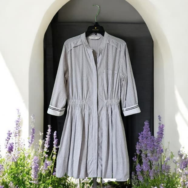 듀엘 DEWL 스트라이프 러블리 7부 플레어 미디원피스 55