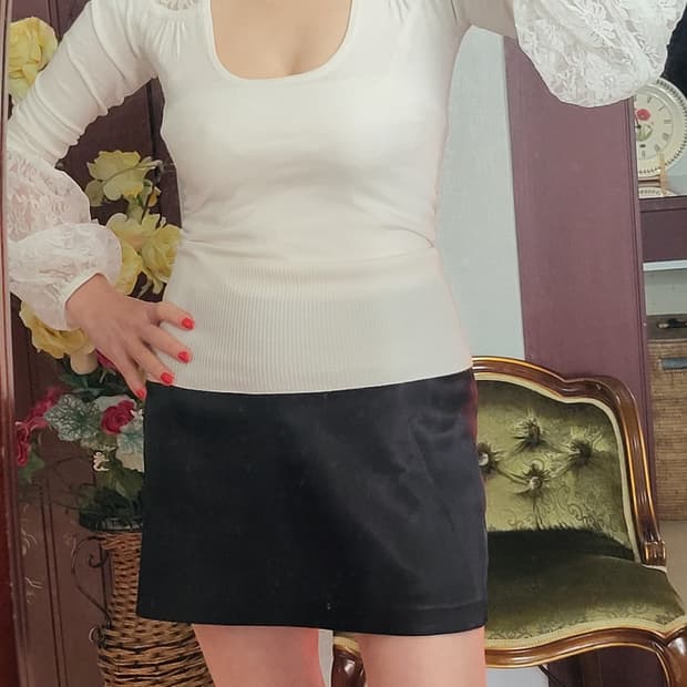 프랑스 모르간 레이스 소매 니트 