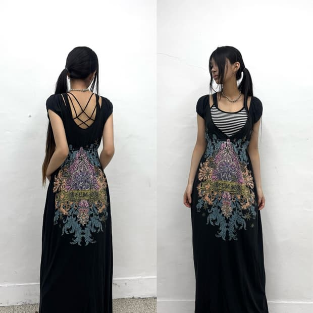 Tattoo graphic maxi dress