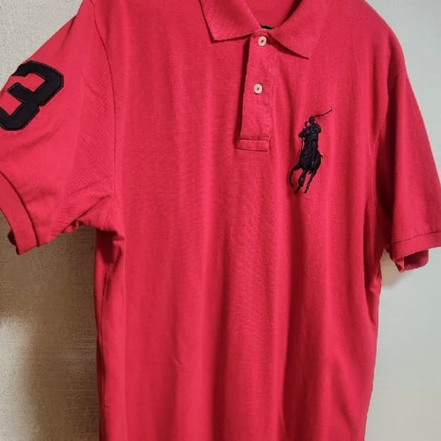 정품 폴로랄프로렌 빅포니 카라 레드 반팔티 L사이즈