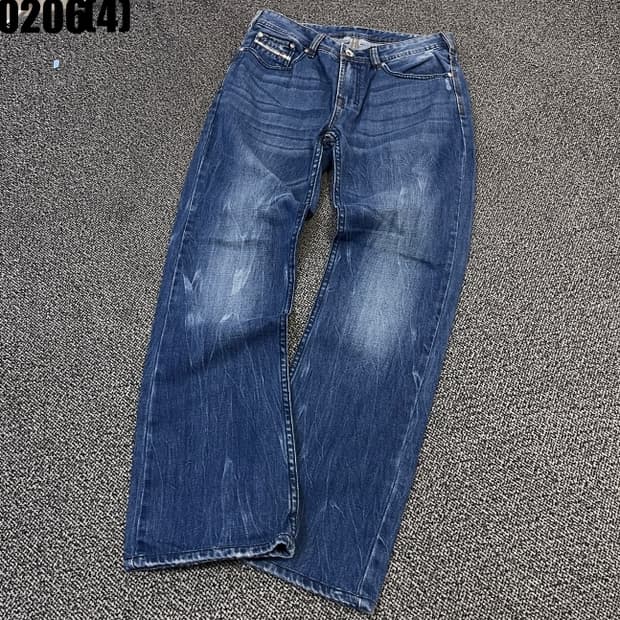 [30] 워싱 세미 부츠컷 데님 청바지 블루 0206(4)