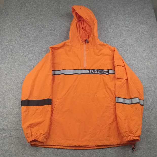 18SS 슈프림 리플렉티브 테이핑 후디드 풀오버 오렌지