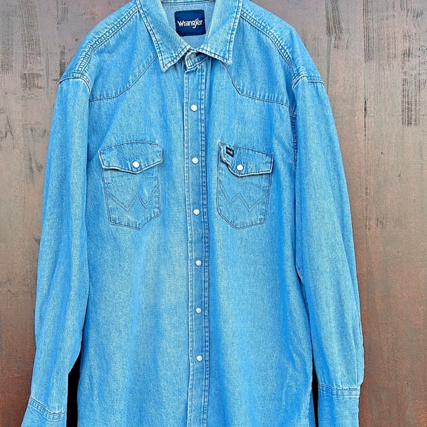90년대 랭글러(Wrangler)의 데님 웨스턴 셔츠