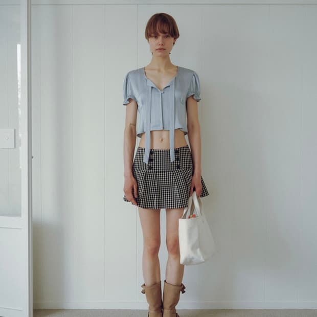 오버듀플레어 CHECK PLEATS MINI SKIRT