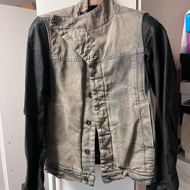 릭오웬스 몰리노 워시드 데님레더 자켓
