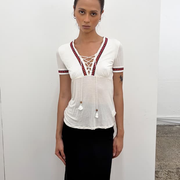 구찌 by 프리다 지아니니 2007S/S 에스닉 레이스업 탑