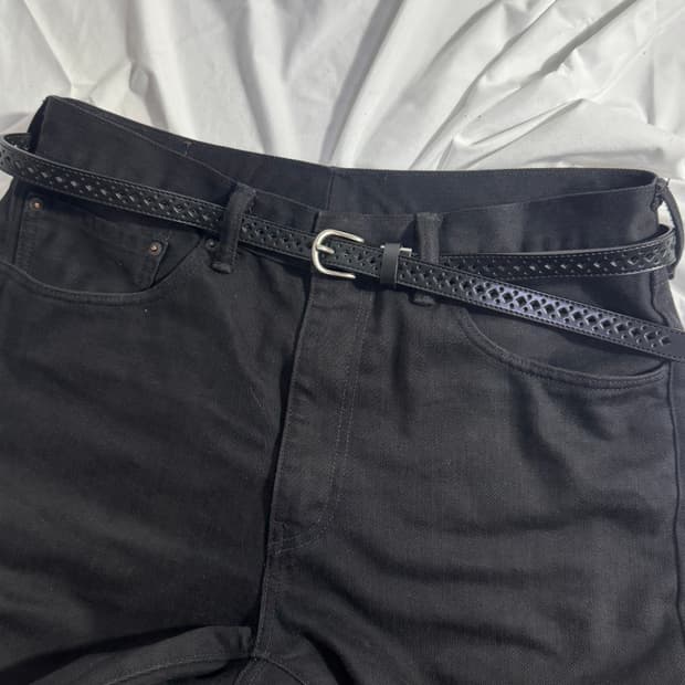 빈티지 펀칭 레더 벨트 웨스턴