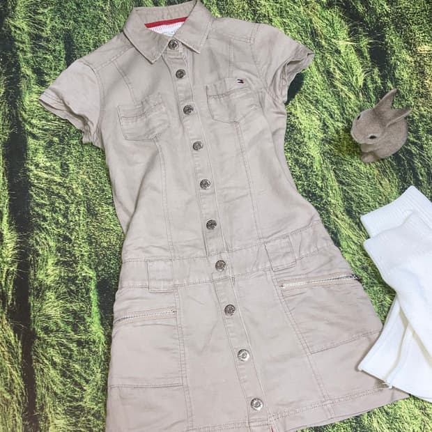 빈티지 타미힐피거 카고 셔츠원피스 니트 세트 러힙 모리걸 너드 라떼갸루
