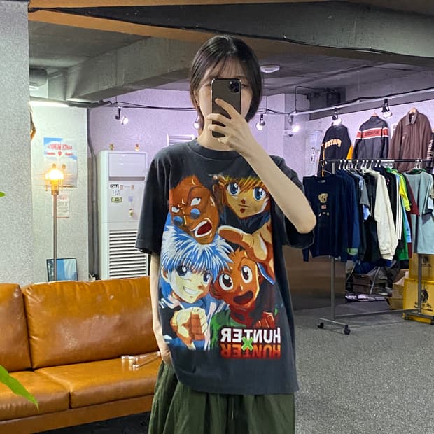 빈티지 헌터x헌터 그래픽 반팔티 B4945