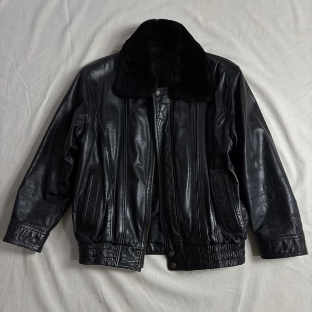 빈티지 소가죽 봄버 자켓 L