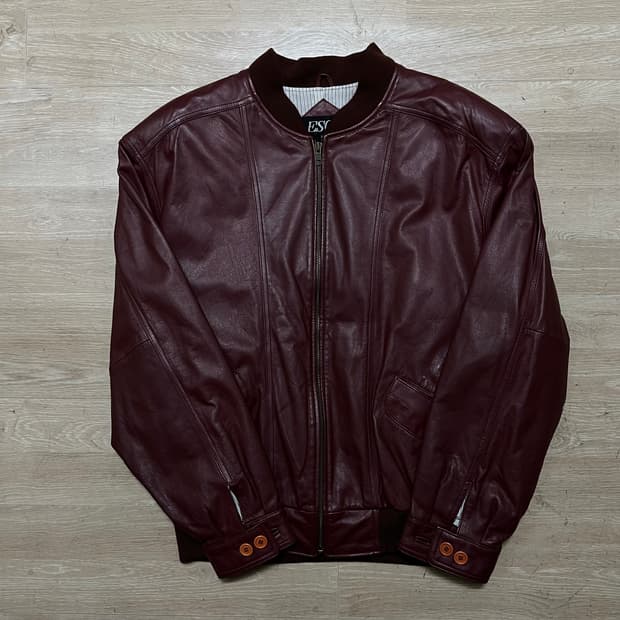 에스콰이어 레더 라이더 봄버 가죽자켓 [버건디] XL/105