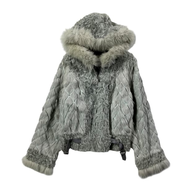 [근화모피] 근화 밍크펄자수 퍼 후드자켓