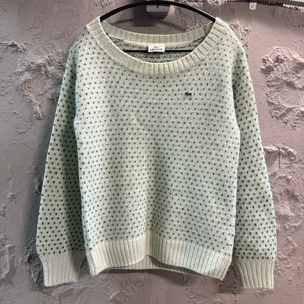 42 라코스테 LACOSTE 도트 패턴 울 니트 민트