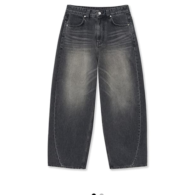 노운 와이드 커브드 데님 팬츠 블랙 0사이즈