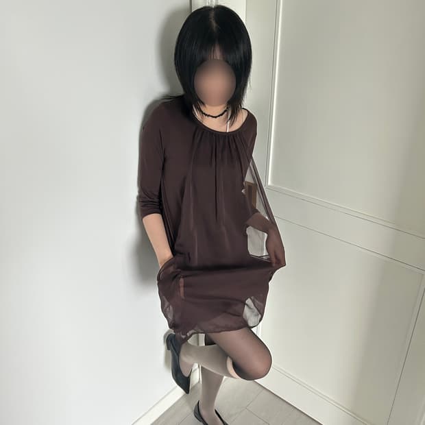 Sheer Layered Brown Dress / 빈티지 미니 원피스